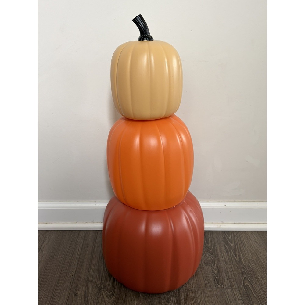 Stacking Pumpkins Jack O'Lantern Halloween Fall Autumn Decoration Orange 3pc Set